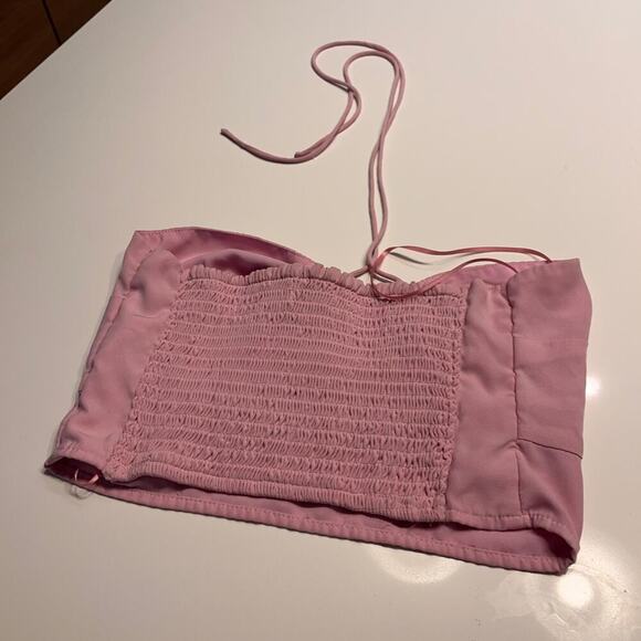 Abercrombie & Fitch Pink Halter Neck Crop Top Size Small - Picture 2 of 7